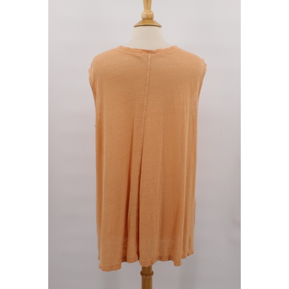 WILT Sleeveless Top size Small Linen Peach Orange Knit Swing Pocket - Picture 3 of 10